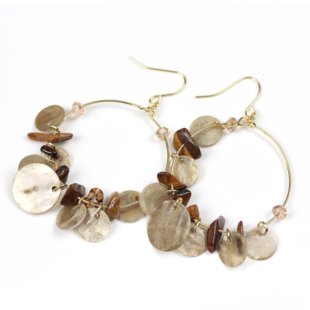 ピアス シェル フック リング レディース アクセサリー ホワイト