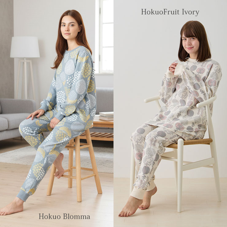 cottacotta キルトニットチュニックパジャマ・レディース 北欧ブロンマ、北欧フルーツアイボリー