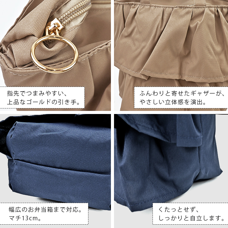 フリル付き保温・保冷ランチバッグ サイズ