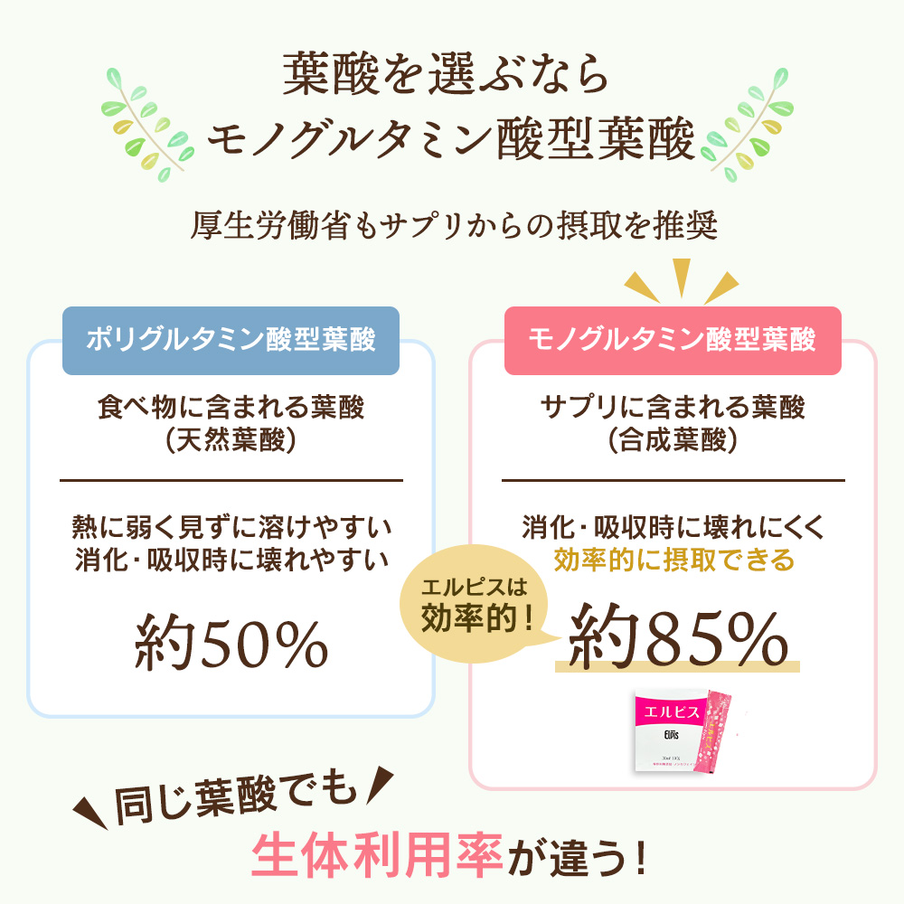 モノグルタミン酸型の葉酸