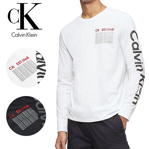 カルバンクライン CALVIN KLEIN ロンT 長袖 Tシャツ 袖ロゴ メンズ クルーネック 丸首 ロゴ 長袖 人気 ブランド ストリート  ルームウェア トップス