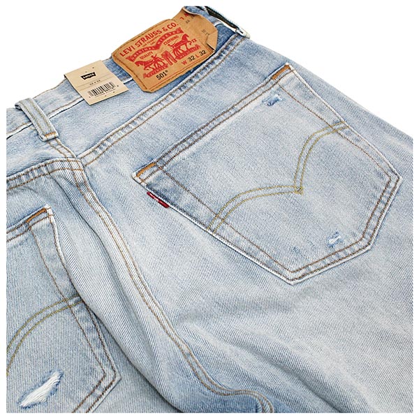 訳あり リーバイス Levi's 501 ジーンズ ダメージ クラッシュ デニム メンズ オリジナルフィット ボタンフライ ストレート ボトムス  ワンウォッシュ USAライン