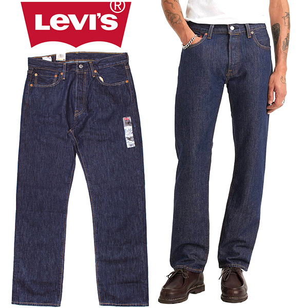 リーバイス Levi's 501 ジーンズ デニム ワンウォッシュ オリジナルフィット メンズ コットン100% ボタンフライ ストレート ネイビー  ボトムス パンツ USAライン