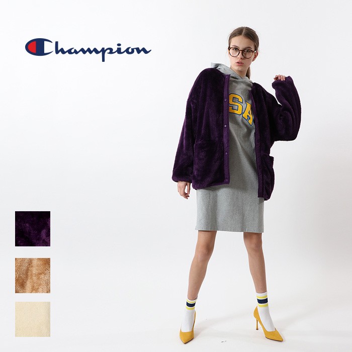 Champion（チャンピオン） フリース ボア アウター スナップジャケット