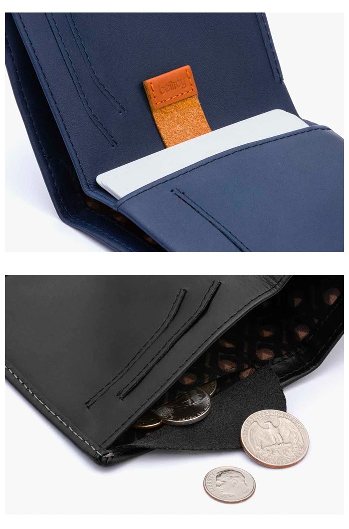 ノートスリーブ ブラック×ネイビー Apex Note Sleeve | 成形レザーを使用した二つ折り財布 | ベルロイ