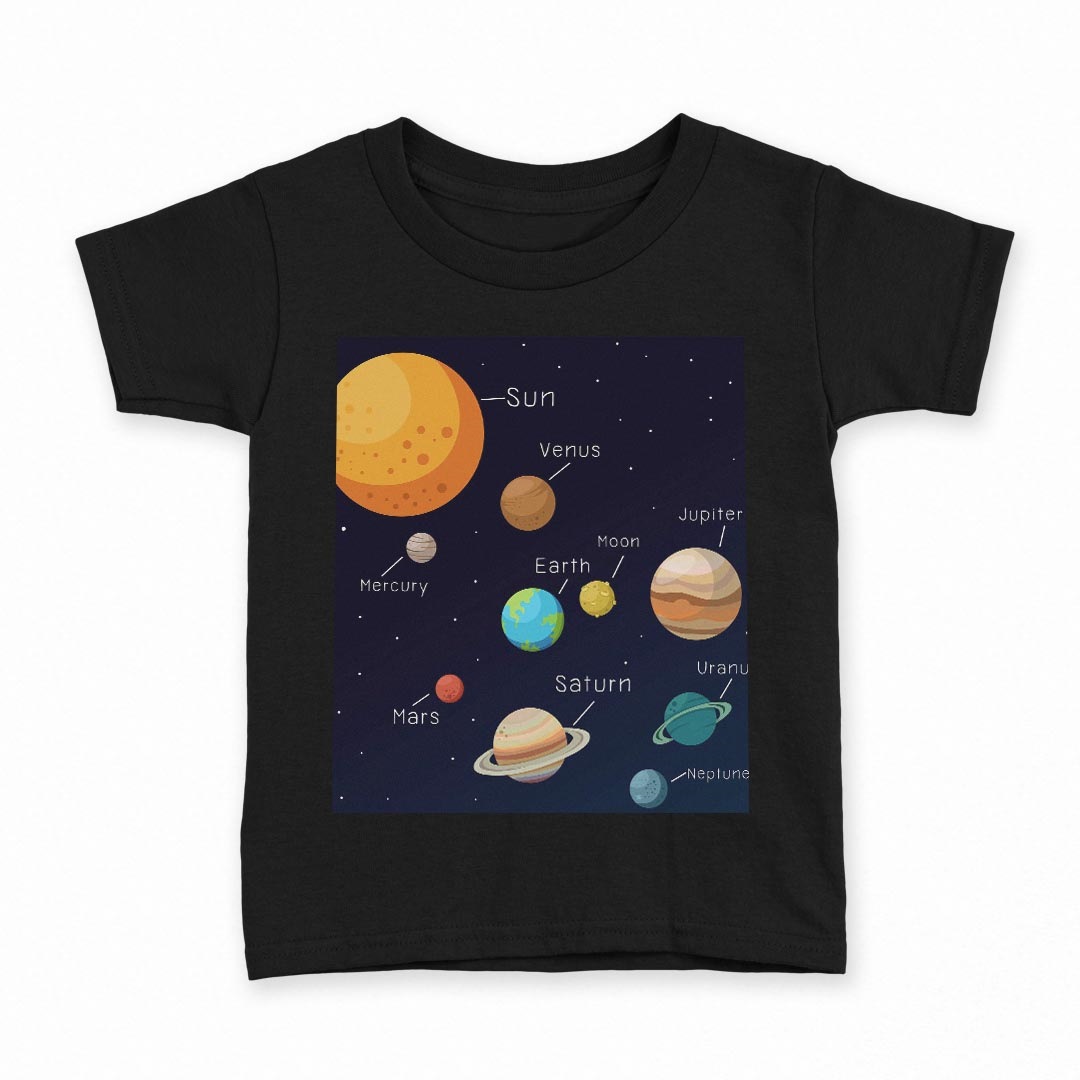 選べる20カラー tシャツ キッズ 半袖 デザイン 90 100 110 120 130 140 150 160 T shirt 015996  太陽系　宇宙　惑星 |  | 01