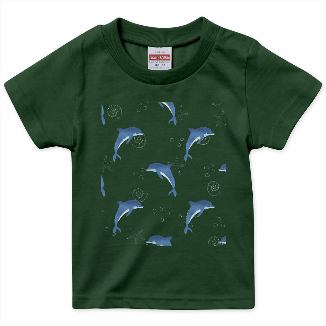 Shury Labyrins イルカ グラフィック Tシャツ 150 選べる20カラー tシャツ キッズ 半袖 デザイン 90 100 110 120