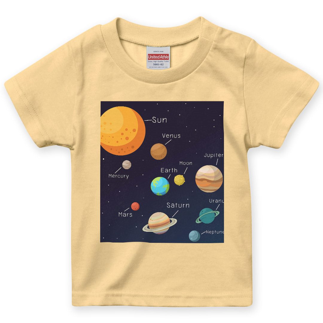 選べる20カラー tシャツ キッズ 半袖 デザイン 90 100 110 120 130 140 150 160 T shirt 015996  太陽系　宇宙　惑星 |  | 04