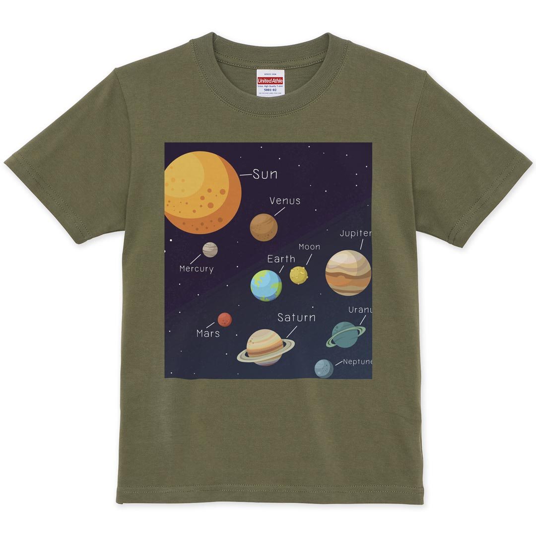 選べる20カラー tシャツ キッズ 半袖 デザイン 90 100 110 120 130 140 150 160 T shirt 015996  太陽系　宇宙　惑星 |  | 12