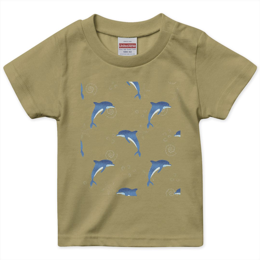 Shury Labyrins イルカ グラフィック Tシャツ 150 Labyrins Two Dolphin Tshirt Navy | Shury