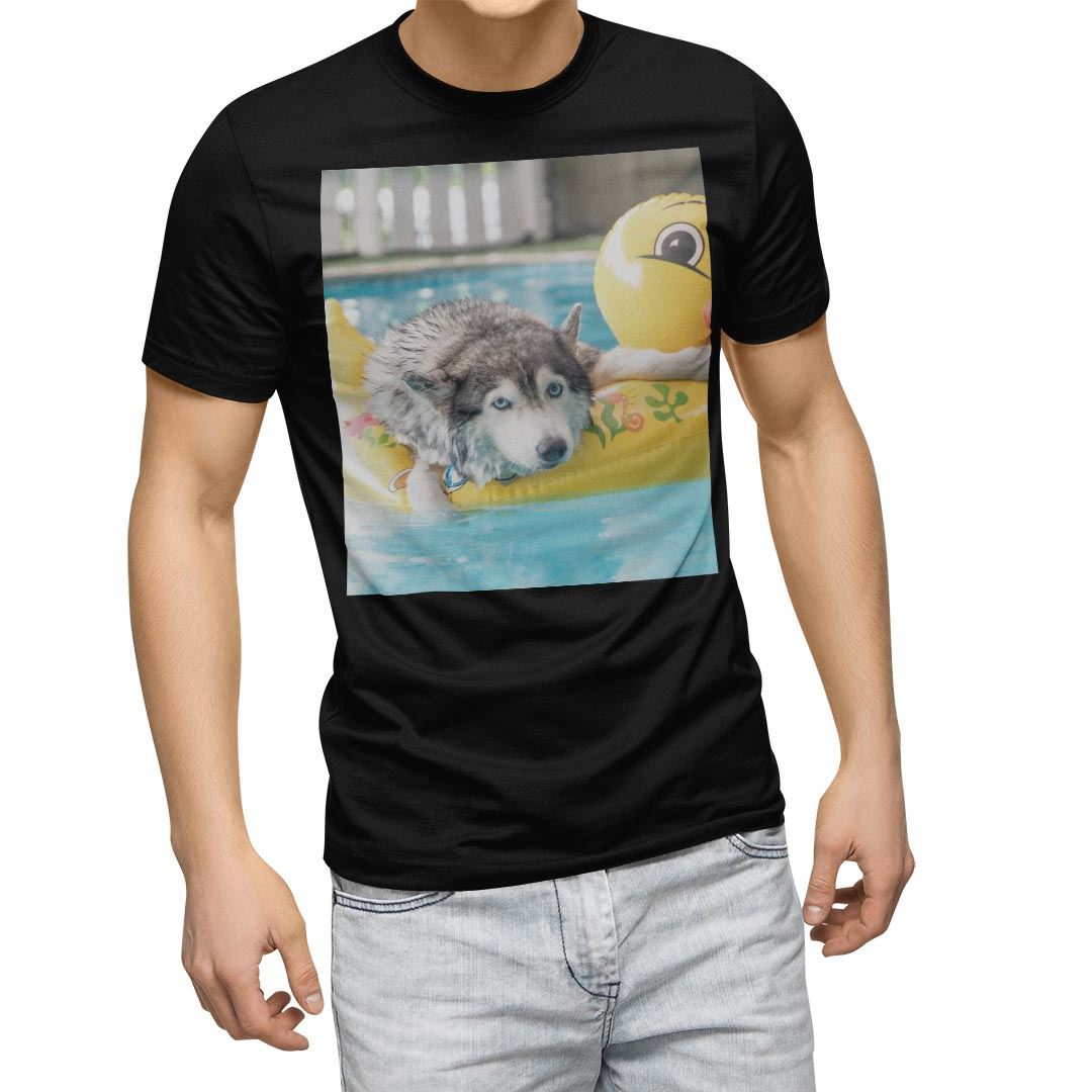 選べる20カラー tシャツ メンズ 半袖 デザイン  S M L XL 2XL 3XL T shirt 014842  犬　シベリアンハスキー　ひよこ　プール　｜emart｜02
