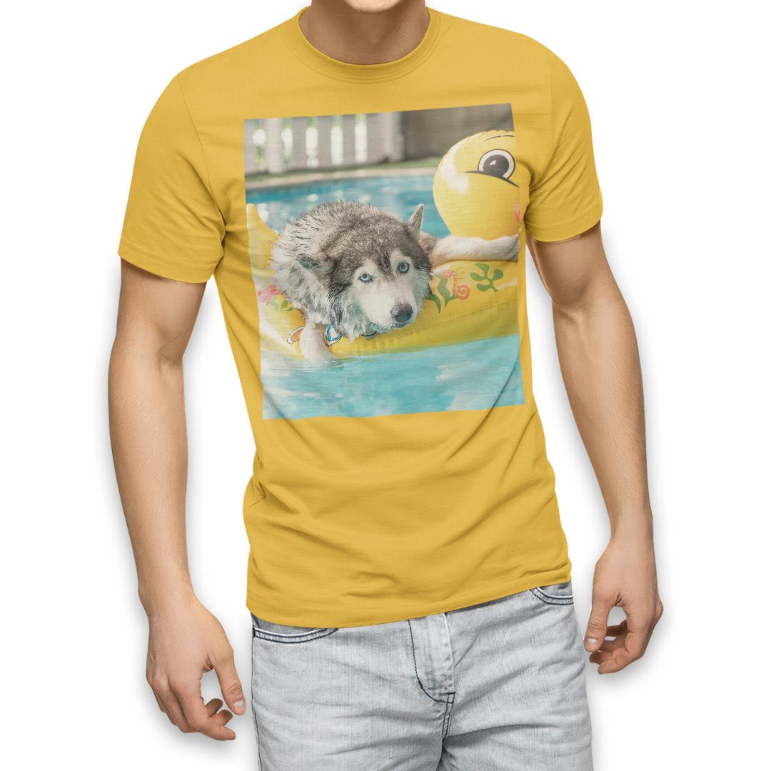 選べる20カラー tシャツ メンズ 半袖 デザイン  S M L XL 2XL 3XL T shirt 014842  犬　シベリアンハスキー　ひよこ　プール　｜emart｜07