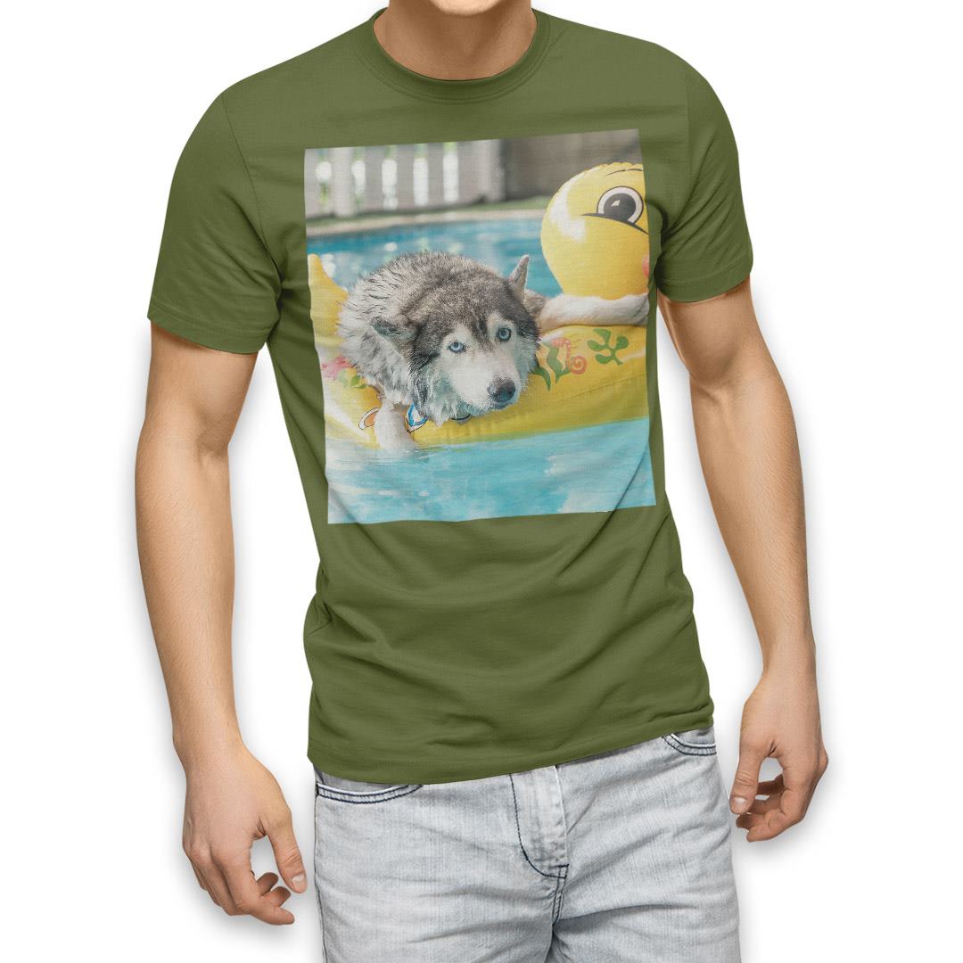 選べる20カラー tシャツ メンズ 半袖 デザイン  S M L XL 2XL 3XL T shirt 014842  犬　シベリアンハスキー　ひよこ　プール　｜emart｜15