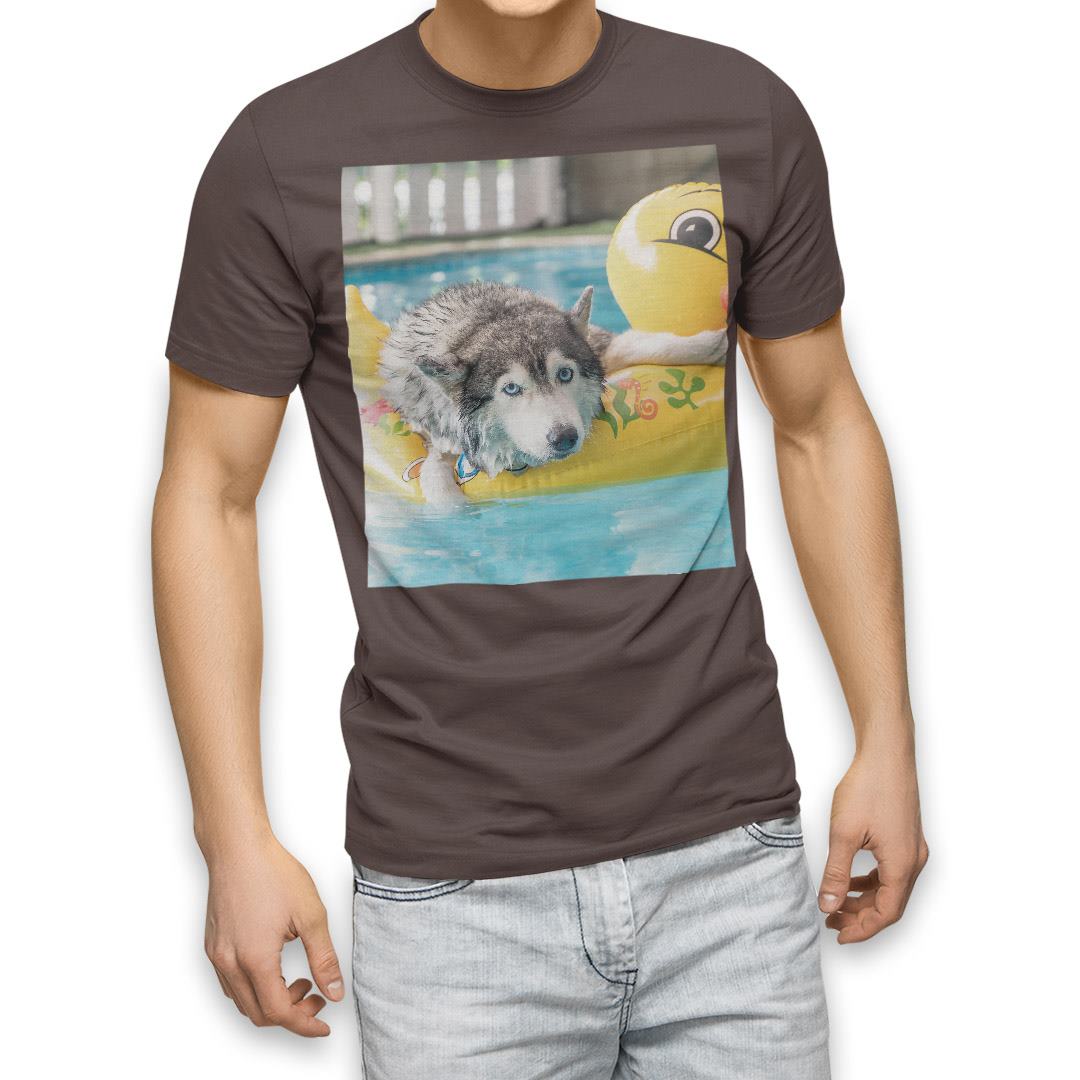 選べる20カラー tシャツ メンズ 半袖 デザイン  S M L XL 2XL 3XL T shirt 014842  犬　シベリアンハスキー　ひよこ　プール　｜emart｜04