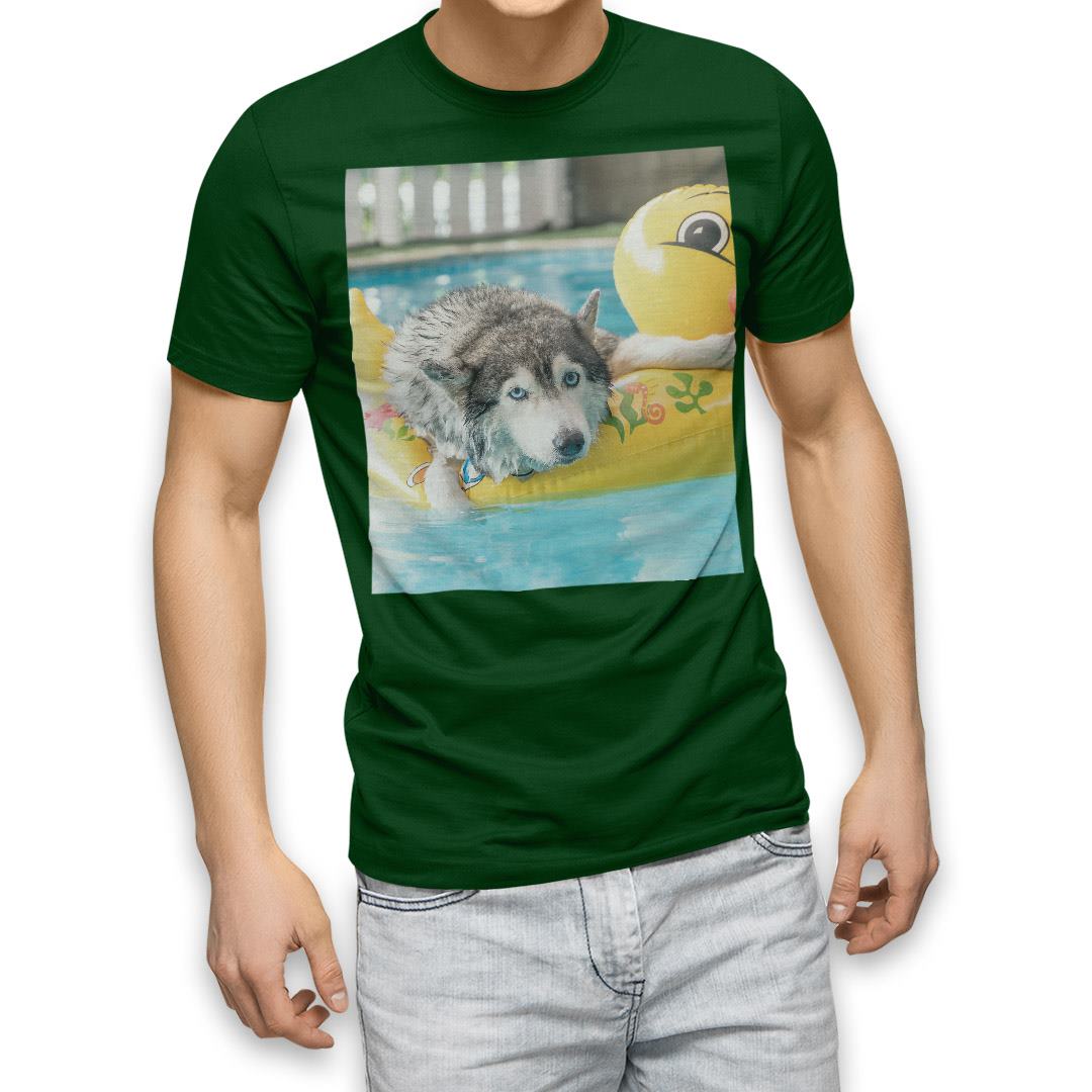 選べる20カラー tシャツ メンズ 半袖 デザイン  S M L XL 2XL 3XL T shirt 014842  犬　シベリアンハスキー　ひよこ　プール　｜emart｜14