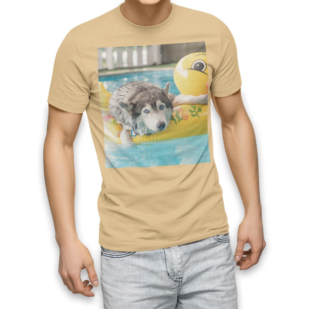 選べる20カラー tシャツ メンズ 半袖 デザイン  S M L XL 2XL 3XL T shirt 014842  犬　シベリアンハスキー　ひよこ　プール　｜emart｜05