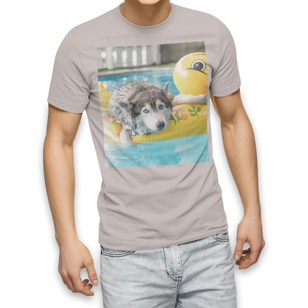 選べる20カラー tシャツ メンズ 半袖 デザイン  S M L XL 2XL 3XL T shirt 014842  犬　シベリアンハスキー　ひよこ　プール　｜emart｜03