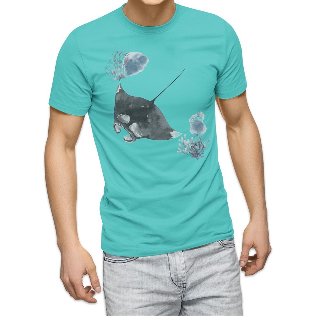 選べる20カラー tシャツ メンズ 半袖 デザイン  S M L XL 2XL 3XL T shirt 019931 海の生物 海の生物 マンタ｜emart｜21