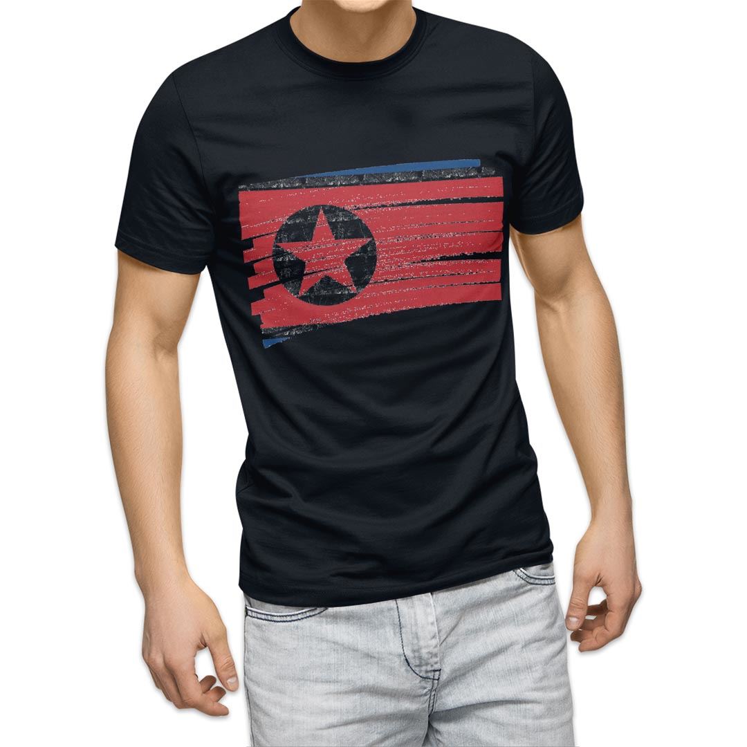 選べる20カラー tシャツ メンズ 半袖 デザイン  S M L XL 2XL 3XL T shirt 018525 国旗 north-korea 北朝鮮｜emart｜18