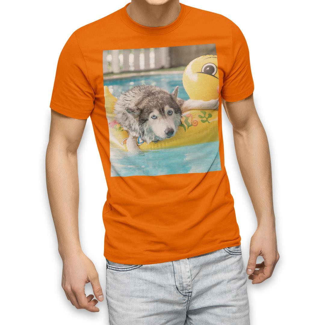 選べる20カラー tシャツ メンズ 半袖 デザイン  S M L XL 2XL 3XL T shirt 014842  犬　シベリアンハスキー　ひよこ　プール　｜emart｜08