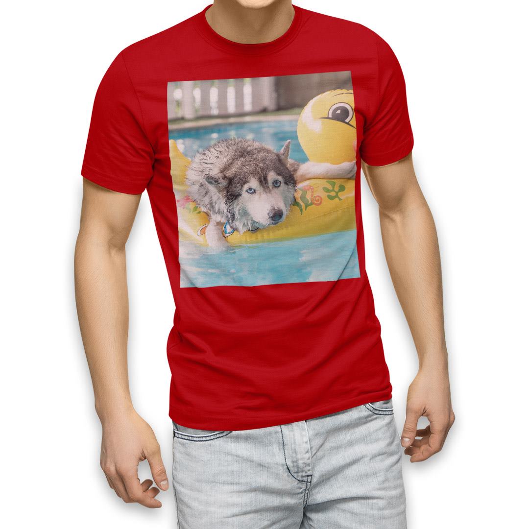 選べる20カラー tシャツ メンズ 半袖 デザイン  S M L XL 2XL 3XL T shirt 014842  犬　シベリアンハスキー　ひよこ　プール　｜emart｜12