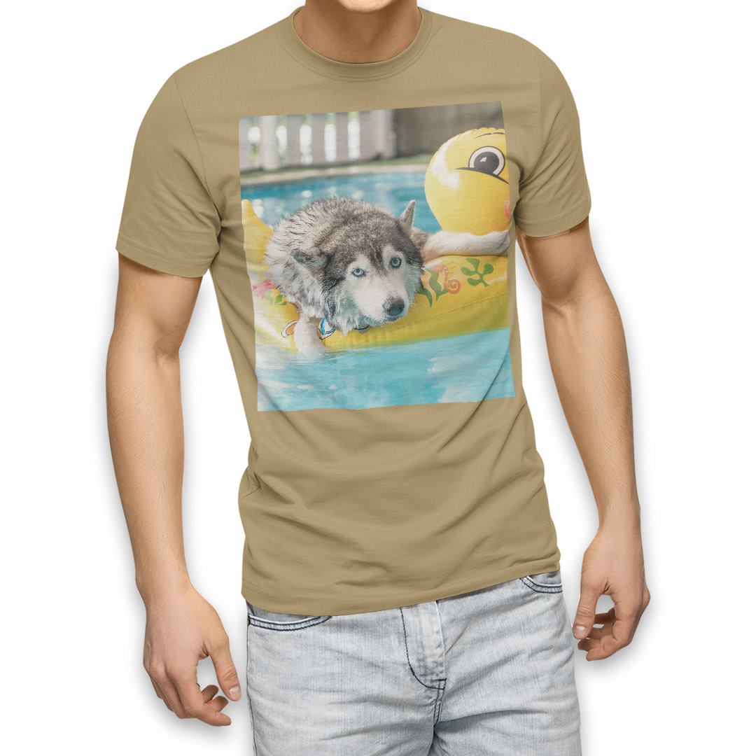 選べる20カラー tシャツ メンズ 半袖 デザイン  S M L XL 2XL 3XL T shirt 014842  犬　シベリアンハスキー　ひよこ　プール　｜emart｜06