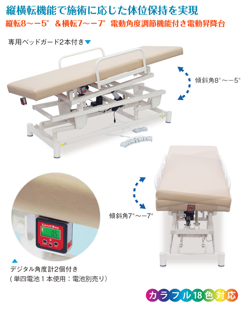 高田ベッド 有孔電動縦横転ハイロー TB-1618U シート 天板角度調節 傾き可能 横転 縦転 体位保持 デジタル角度計付き 電動昇降