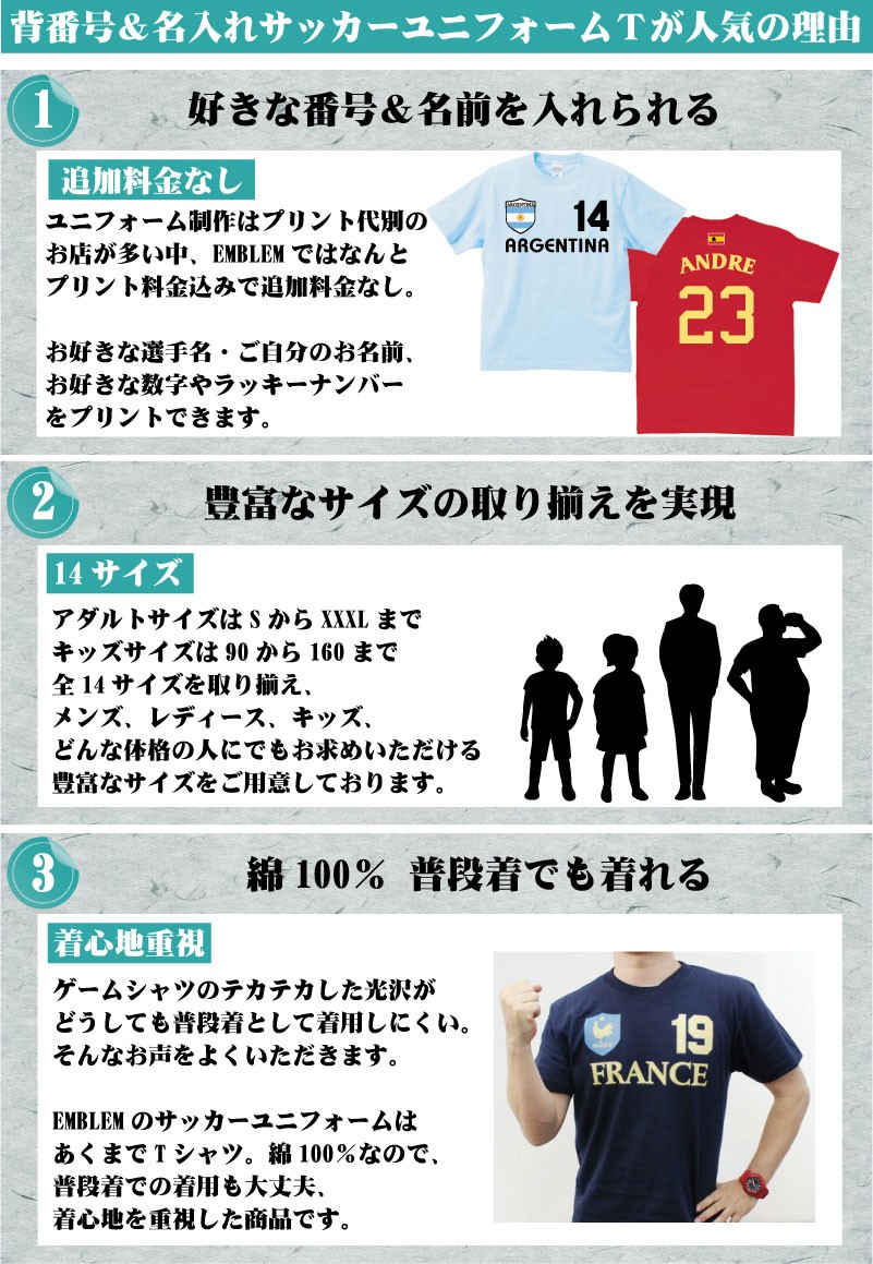 サッカーユニフォームtシャツ 背番号 名入れ 代表ユニフォーム レプリカ ナショナルチーム 綿100 Japan 半袖 ゲームシャツ Bst 0046 Emblem Yahoo 店 通販 Yahoo ショッピング