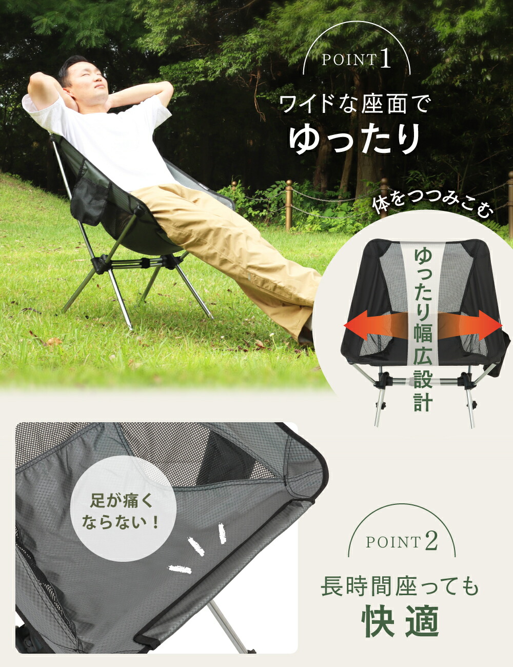 PYKES PEAK（パイクスピーク） キャンプチェア ロータイプ 折りたたみ