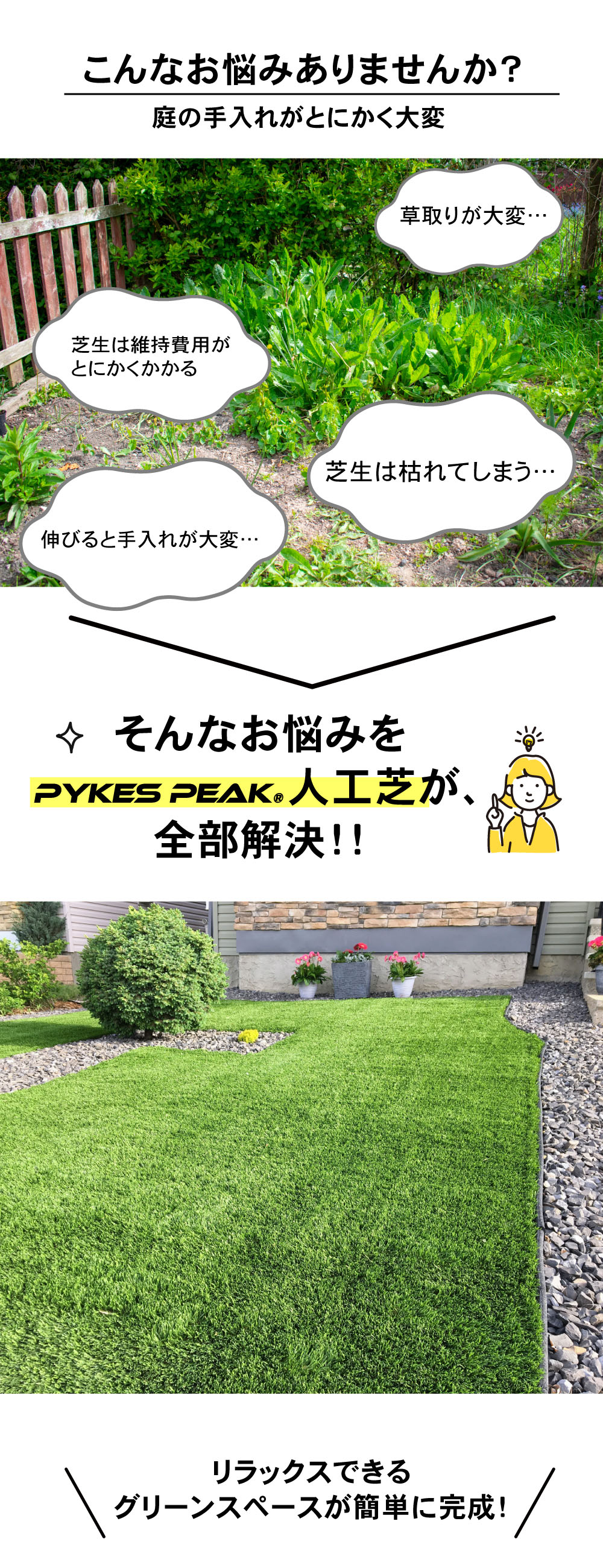人工芝 防草タイプ リアル人工芝 オークモント1m×20m 芝丈18mm :p0126w1820:PYKES PEAK Direct 通販  