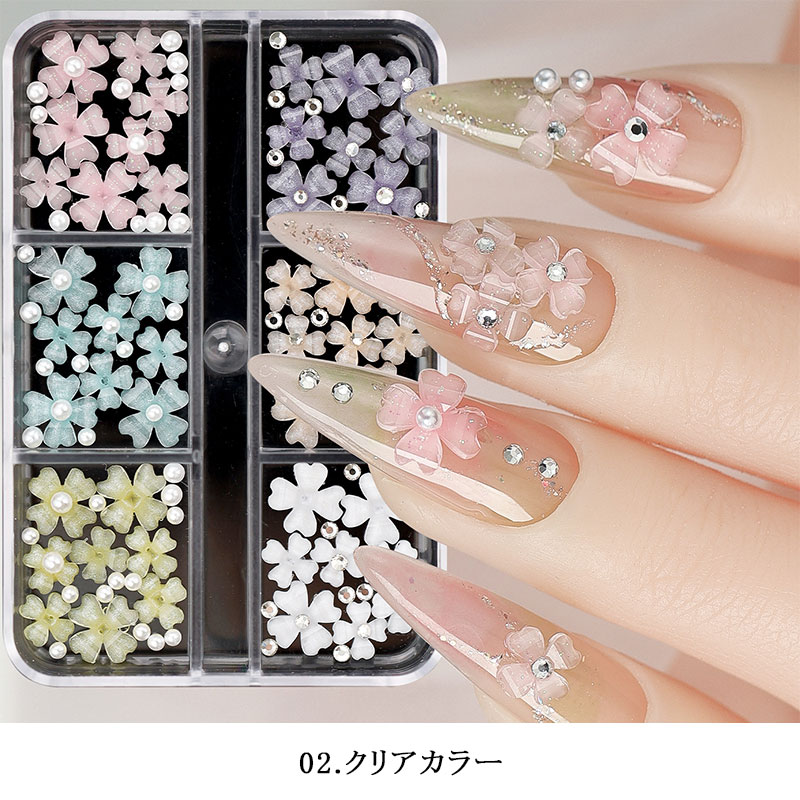 【メール便送料無料対応可】 ネイル アート パーツ 花 フラワー セット MIX【全2種】 サイズ その他