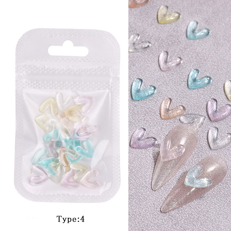 ネイルパーツ うるつや カラフルハート 3種類 ぷっくり ハートストーン