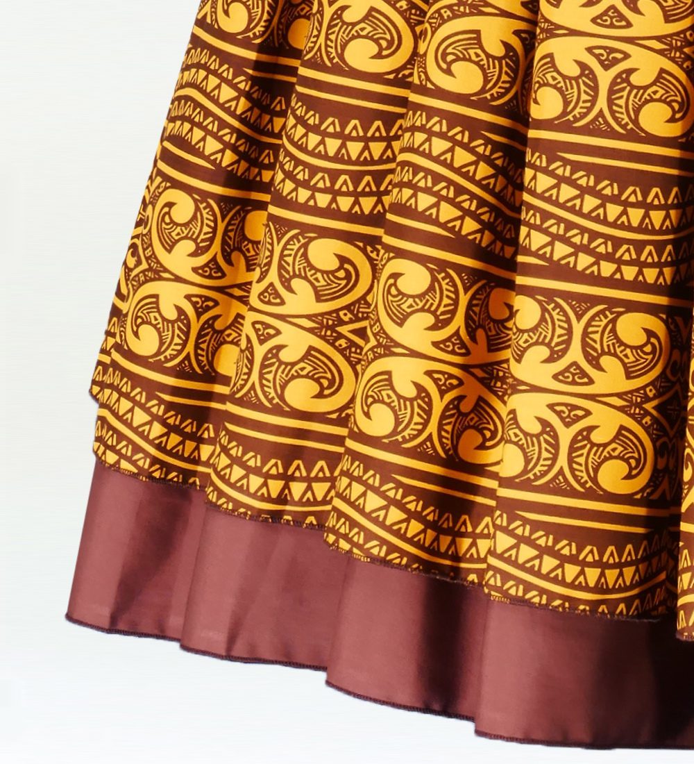 フラダンス ダブル リバーシブル パウスカート 73cm丈 ブラウン