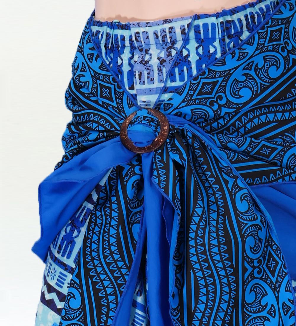 サッシュ付きパレオ風スカート&チューブトップ セット ブルー 2262bl