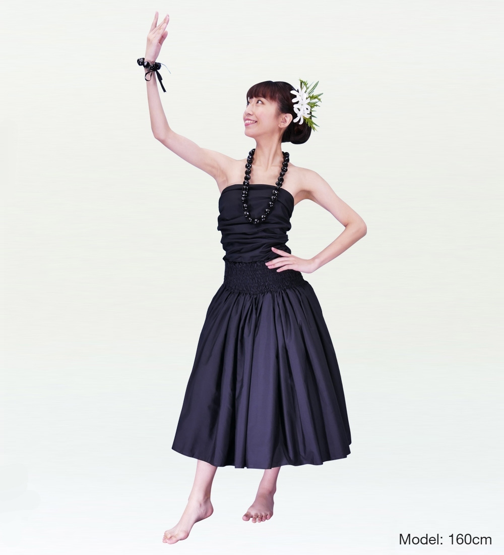 フラダンス　パウスカート　ダブル　リバーシブル フラダンス ダブル リバーシブル パウスカート 73cm丈 ブラック 2374