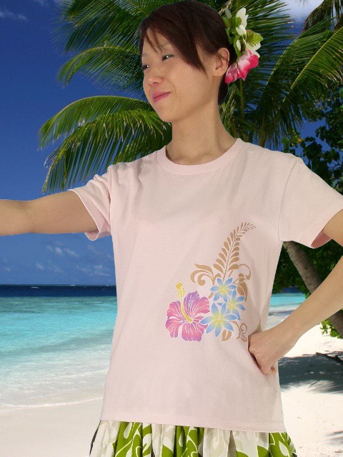 フラダンス Tシャツ [S] ハイビスカス・ティアレ ピンク 982sp :982sp:emika - 通販 - Yahoo!ショッピング