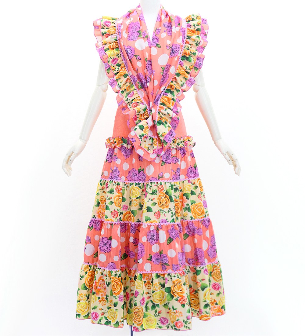 フラメンコ ピキージョ＆スカートセット ローズ ピンク×ベージュ S-L