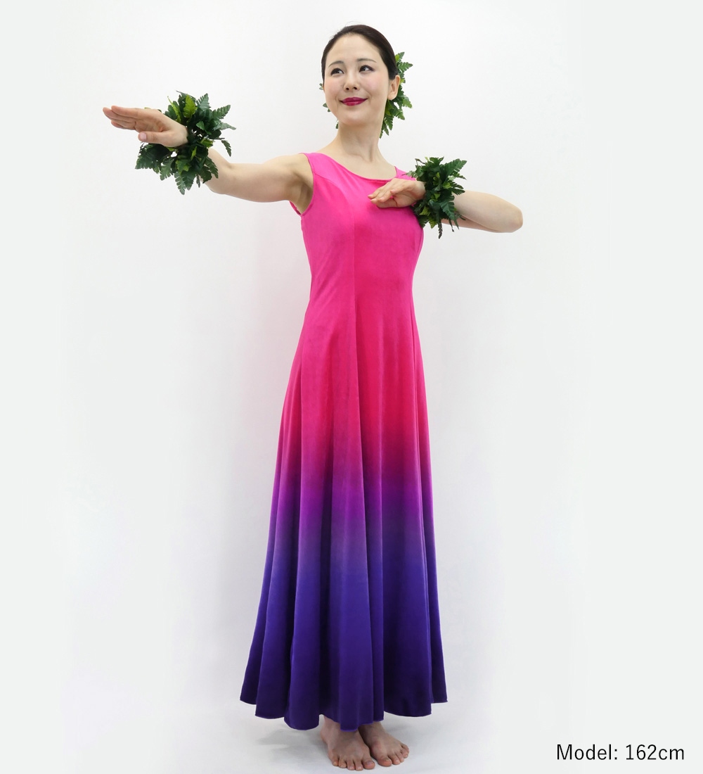 【美品 フラダンス衣装】ショッキングピンク ワンピース ドレス ベロア シンプル 美品 フラダンス衣装】ショッキングピンク ワンピース ドレス
