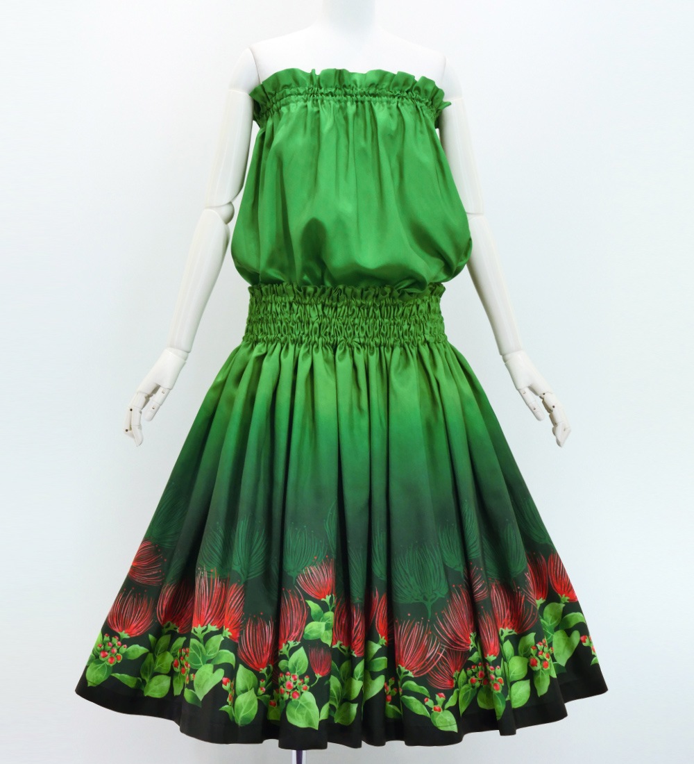 フラダンス 選べるトップス＆パウスカート レフア グリーン J3093gr