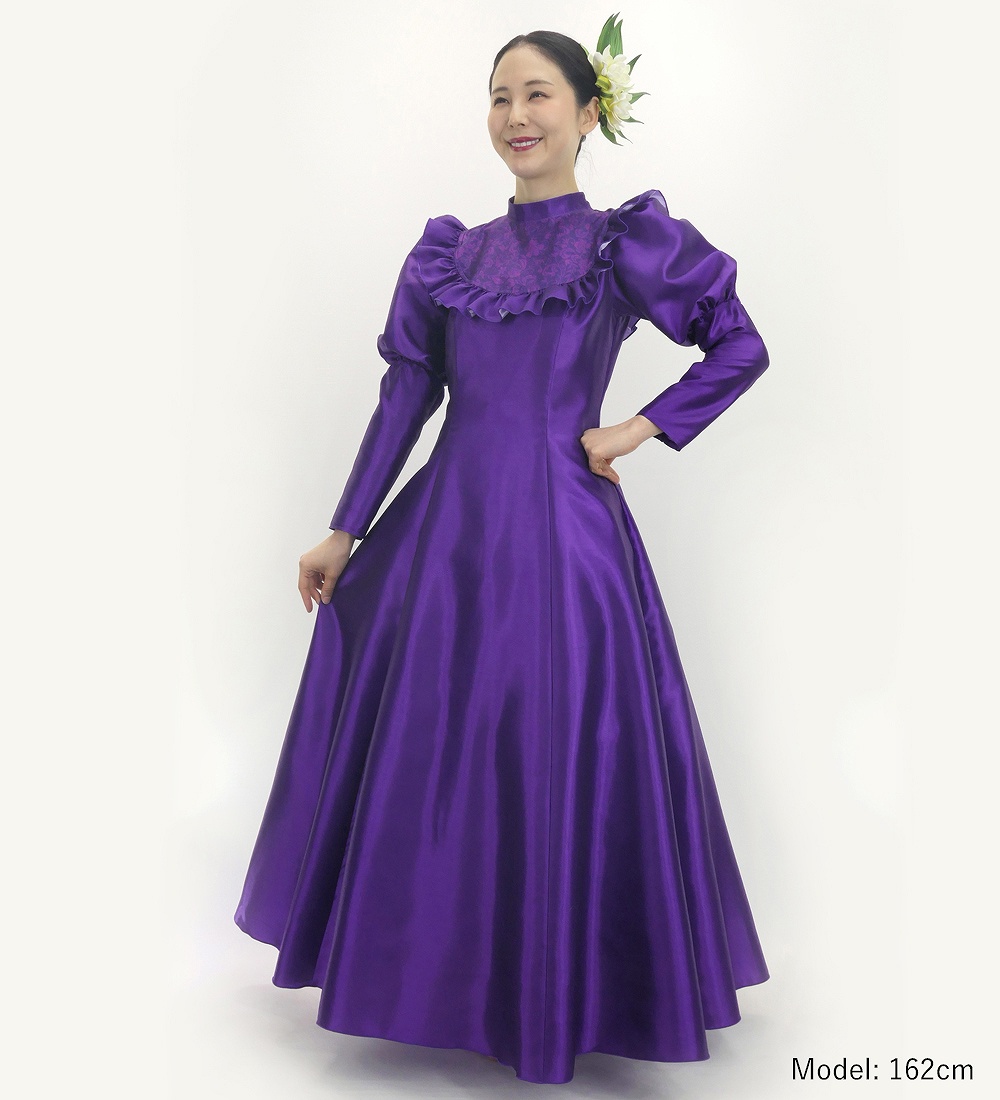 フラドレス [S・M・Lサイズ] ロング丈 クラシカル フリル パープル