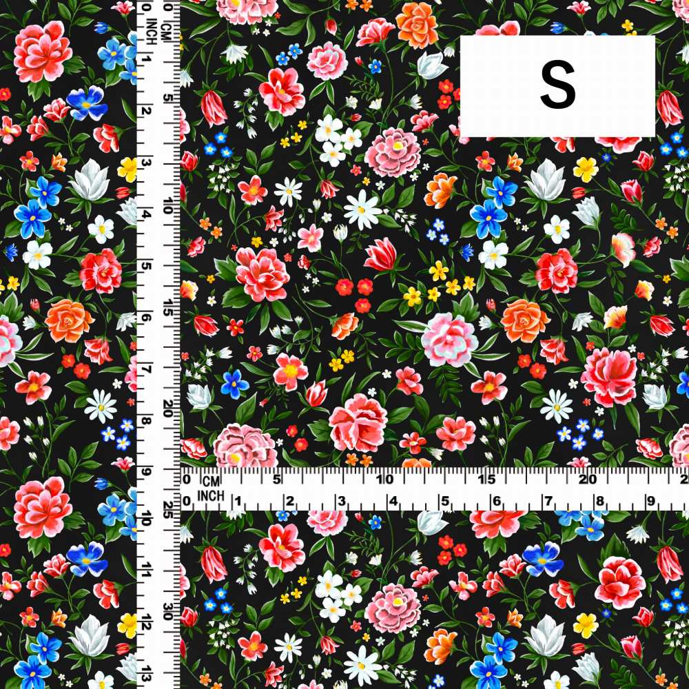 フラメンコ　ストレッチファルダ5段　黒花柄 0_2dd77b9cff80140e1f8f31e2b9bf