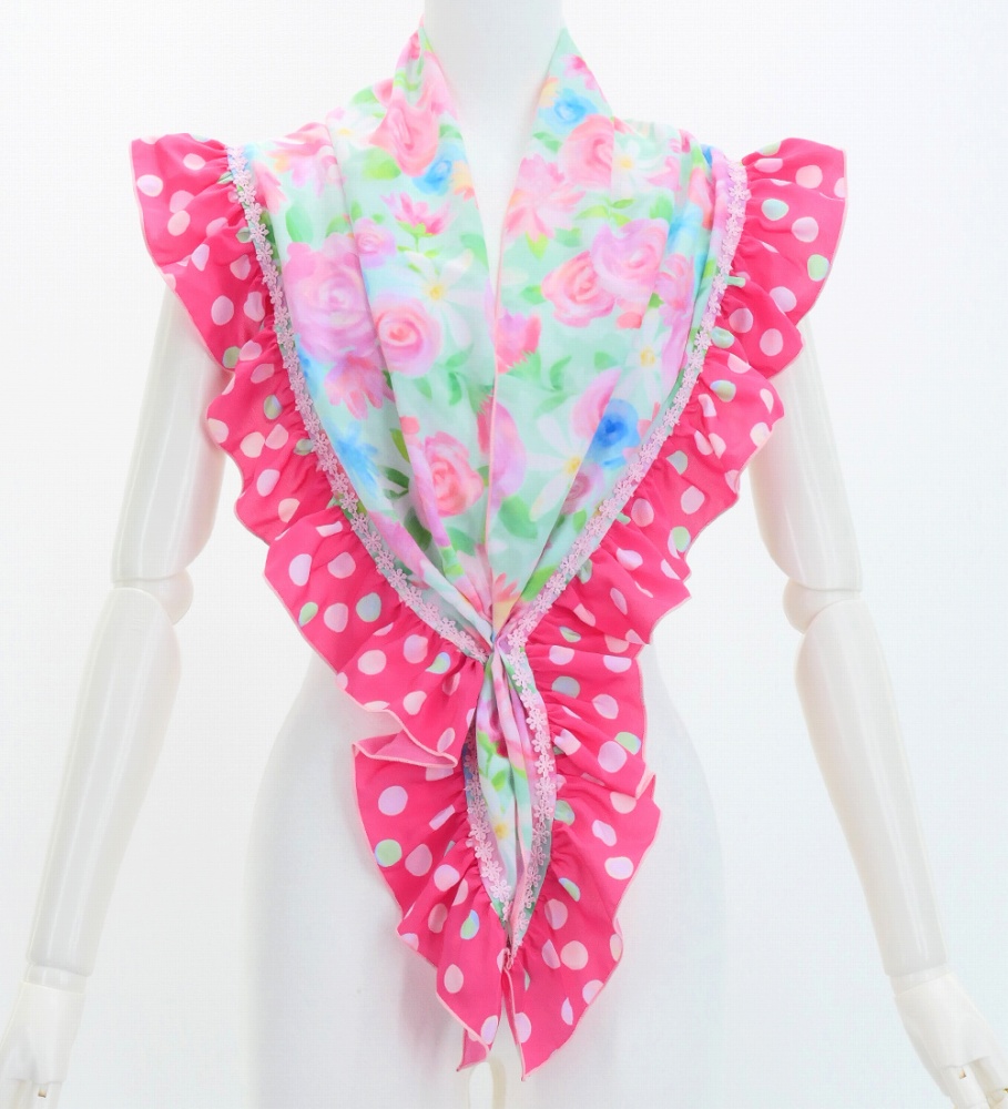 フラメンコ ピキージョ・エプロンセット 水彩風花柄 ライトブルー