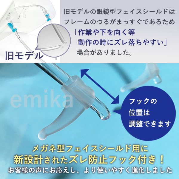 フェイスシールド メガネ型 1セット ズレ防止フック付き Fshield 1set Fshield 1set Emika 通販 Yahoo ショッピング