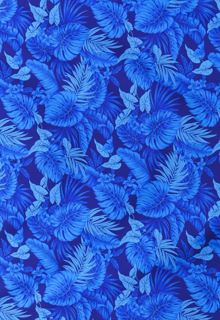 ハワイアンファブリック　特大額　108×74cm 大迫力です ハワイアン ファブリック ブルー K138 : emika - 通販 - Yahoo
