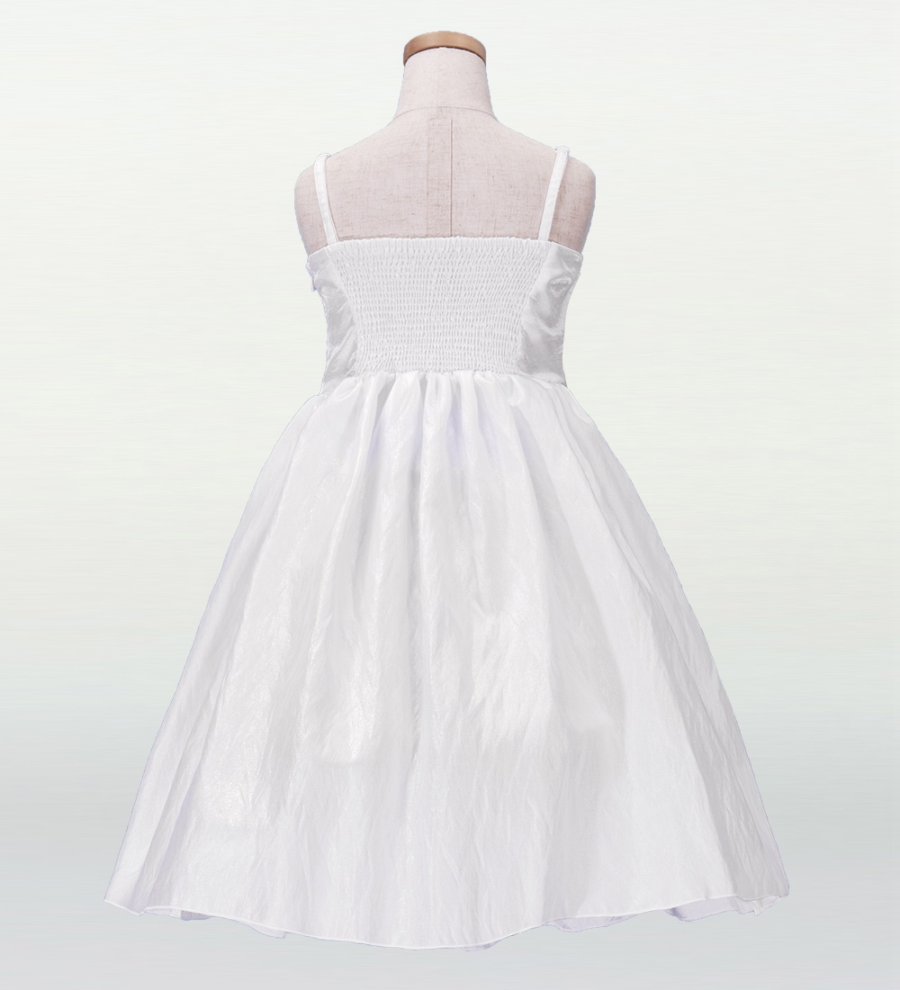 フラダンス　ホワイトドレス フラダンス ケイキ(キッズ) 刺繍バックサテン ムームードレス ホワイト