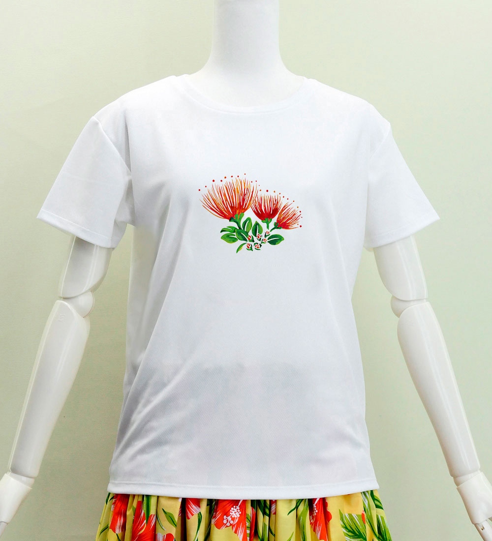 Rene 極美品　ブラウス　UVカット　吸水速乾　ストレッチ　ホワイト　白 フラダンス ドライTシャツ [M/L] レフア ホワイト 吸水速乾 UV