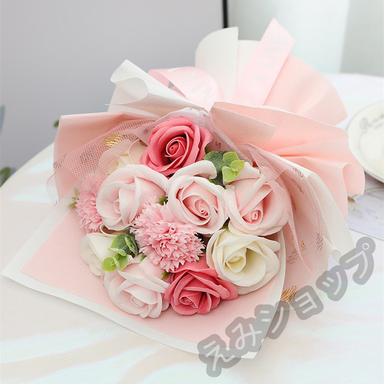 ソープフラワー 花束 ブーケ ギフト 石鹸のお花 Soap Flower 花びら 高級品 成人の日 カーネーション 母の日 バレンタインデー プレゼント お祝い 薔薇 ローズ