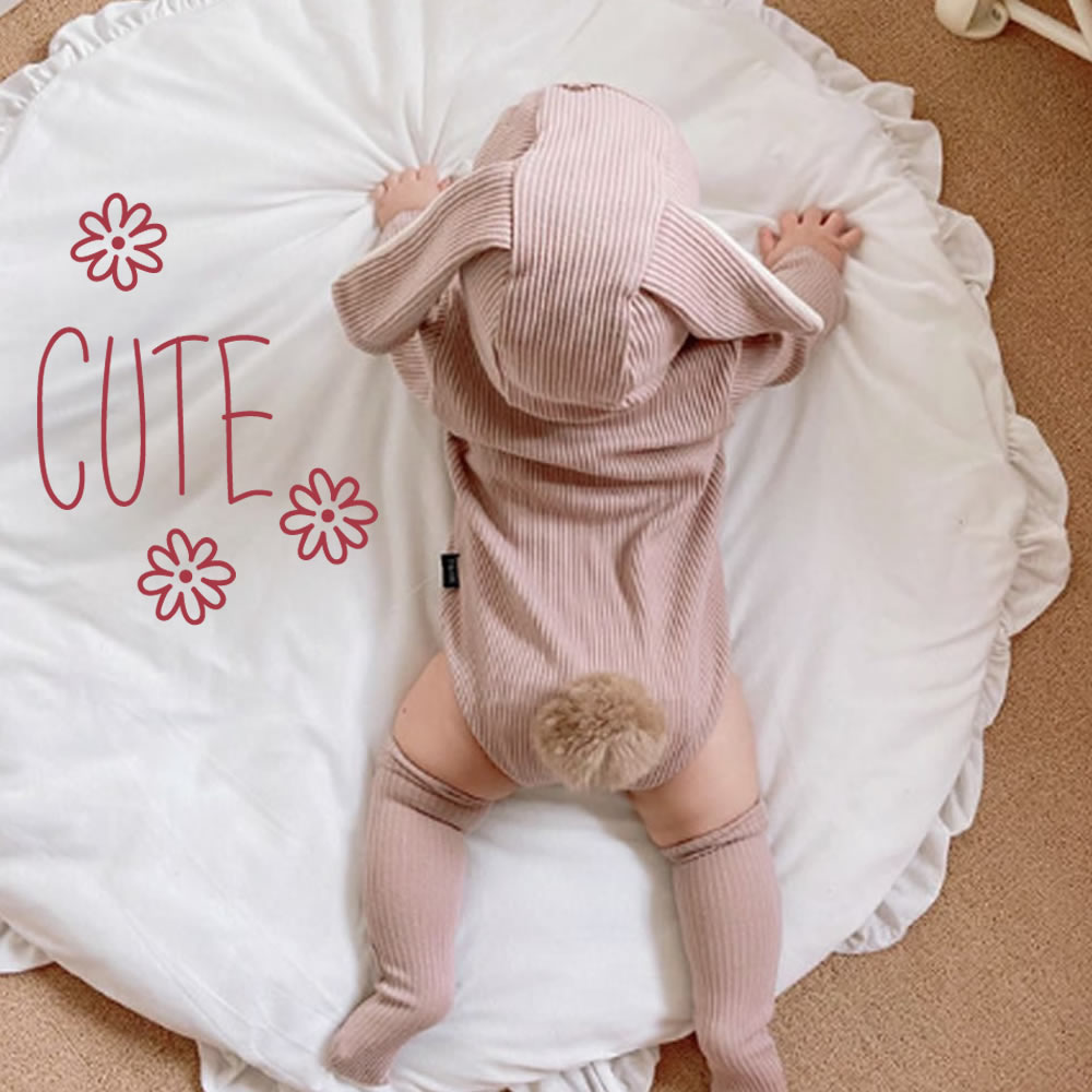 ヒスミニベビー　ロンパース帽子セット 70 ロンパース 帽子 靴下 うさ耳 ベビー服 赤ちゃん 新生児 女の子