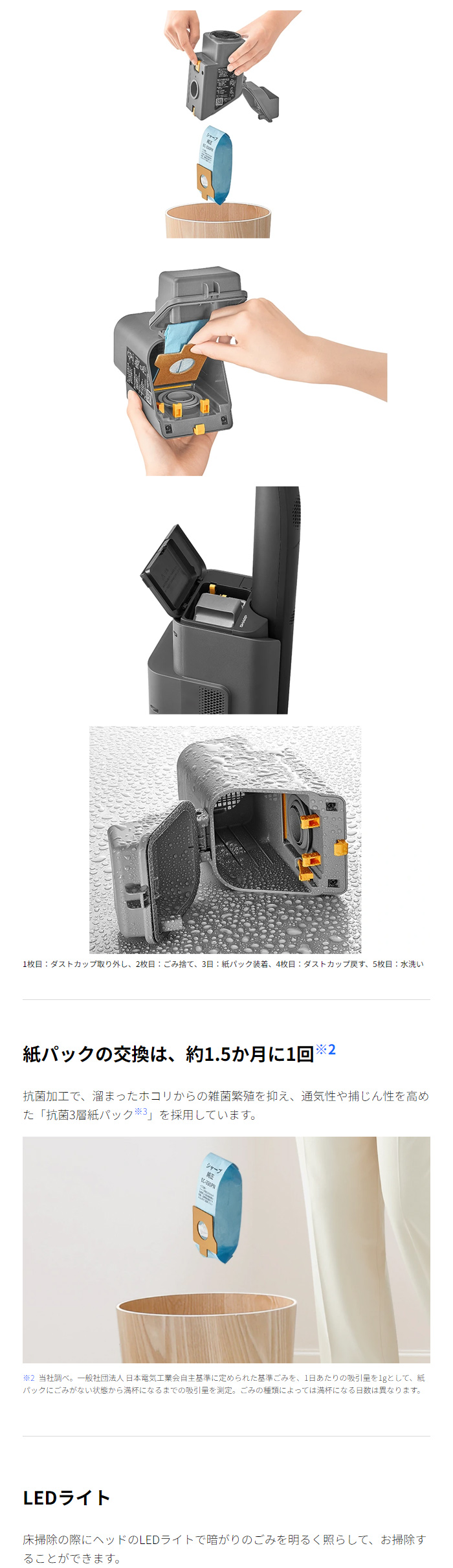 シャープ RACTIVE Air STATION EC-XR1-H＋紙パック5枚 シャープ EC-XR1-H 紙パック式コードレススティッククリーナー