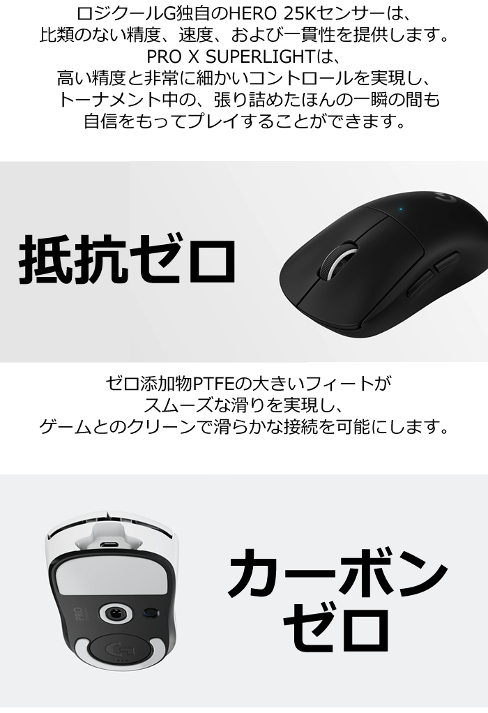 【新品・未使用】PRO X SUPERLIGHT G-PPD-003WL-BK Logicool G PRO X SUPERLIGHT Wireless Gaming mouse Black G